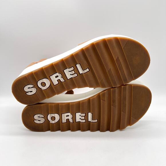 SOREL Cameron Flatform Sandals Womens 10 Tan White Platform Wide Strap Comfort - Picture 8 of 12